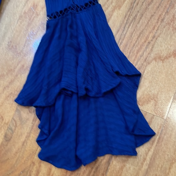 Free People Blue Gauze Ruffles size XS Bohemian Hippy Cut outs - Picture 2 of 12